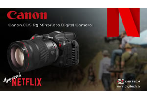 Canon EOS R5 mirrorless camera with Netflix approval badge