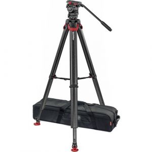 Sachtler System FSB 4 Fluid Head with Sideload Plate, Flowtech 75 Carbon Fiber Tripod with Mid-Level Spreader and Rubber Feet