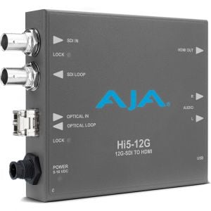 AJA Hi5-12G-TR 12G-SDI to HDMI 2.0 Mini-Converter with Fiber LC Transceiver