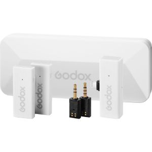Godox MoveLink Mini LT 2-Person Wireless Microphone System for Cameras & iOS Devices (2.4 GHz, Cloud White)