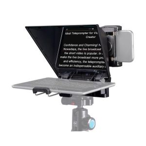 FEELWORLD TP2A Portable 8-inch Teleprompter supports up to 8" Smartphone/Tablet Prompting Smartphone DSLR Shooting with Remote Control & Lens Adapter Rings