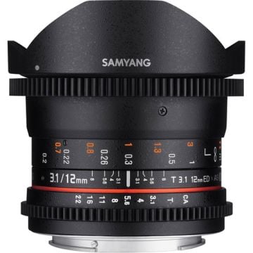 SAMYANG 12MM T3.1 FISHEYE VDSLR LENS With Canon EF Mount