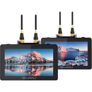 FeelWorld Two 5.5" On-Camera Monitors with Wireless Transmitter & Receiver System