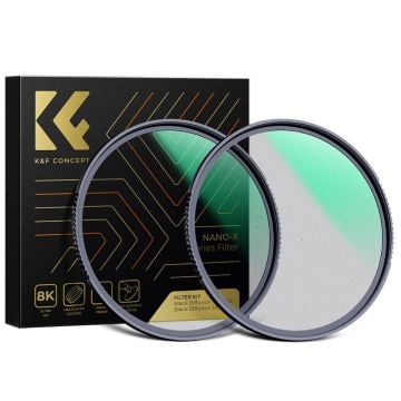 K&F 77mm Black Diffusion Pro-Mist 1/4 + K&F 1/8 Filter Kit Cinematic Effect Filter for Vlog/Video/Portrait Image with 28 Multi-Layer Coated-Nano-X
