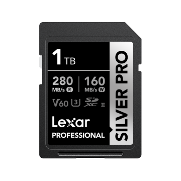 LEXAR PROFESSIONAL 1TB SILVER PRO SDXC UHS-II CARD, UP TO 280MB/S READ, 160MB/S WRITE, C10 U3 V6