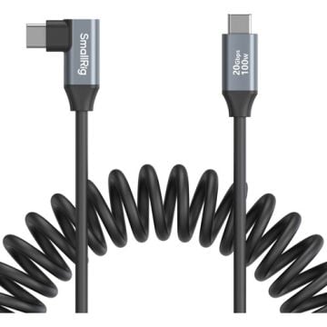 SmallRig USB-C (Straight) to USB-C (Angled) Coiled Data Cable 4792