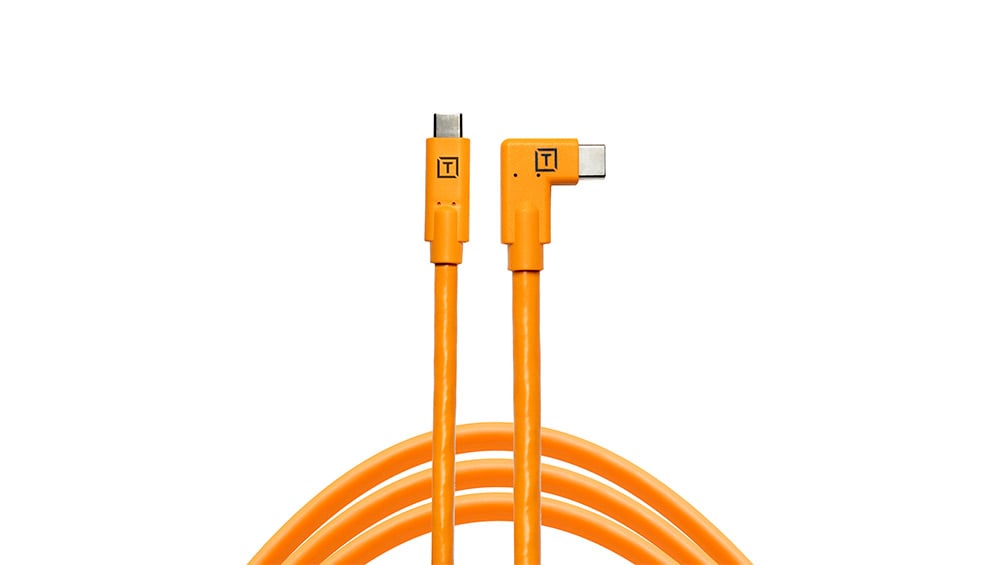 Tether Tools TetherPro USB Type-C Male To USB Type-C Male Cable Right Angle  (15', Orange)
